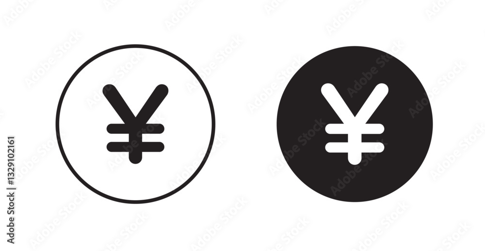 Fototapeta premium Yen line icon vector set.