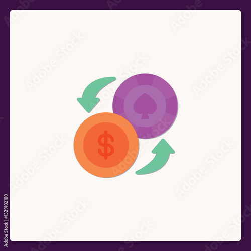 Gambling concept featuring currency exchange and chance elements design