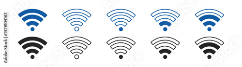 Icon wifi signal. Wi Fi icon vector set. Communication wireless signal level wifi.  Vector illustration 