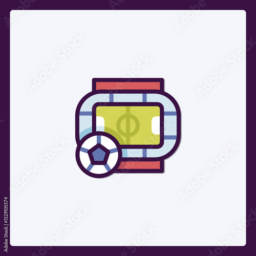 Vibrant soccer arena icon featuring a modern geometric design with a soccer ball