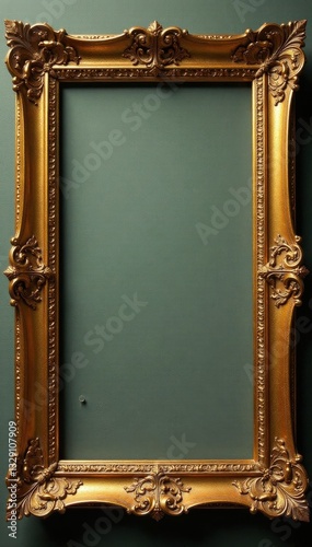 Ornate gold leaf frame, golden ratio proportions, photo, photography, metal