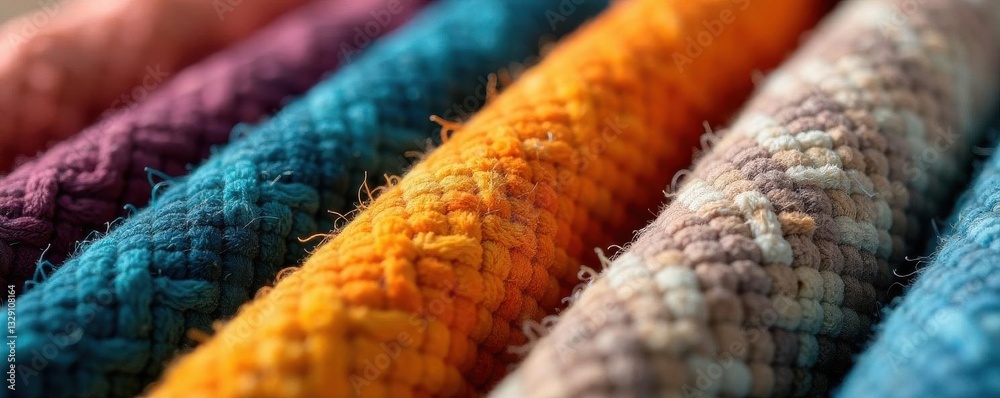 Fototapeta premium Close up of furniture fabric swatches, diverse textures , color, leather