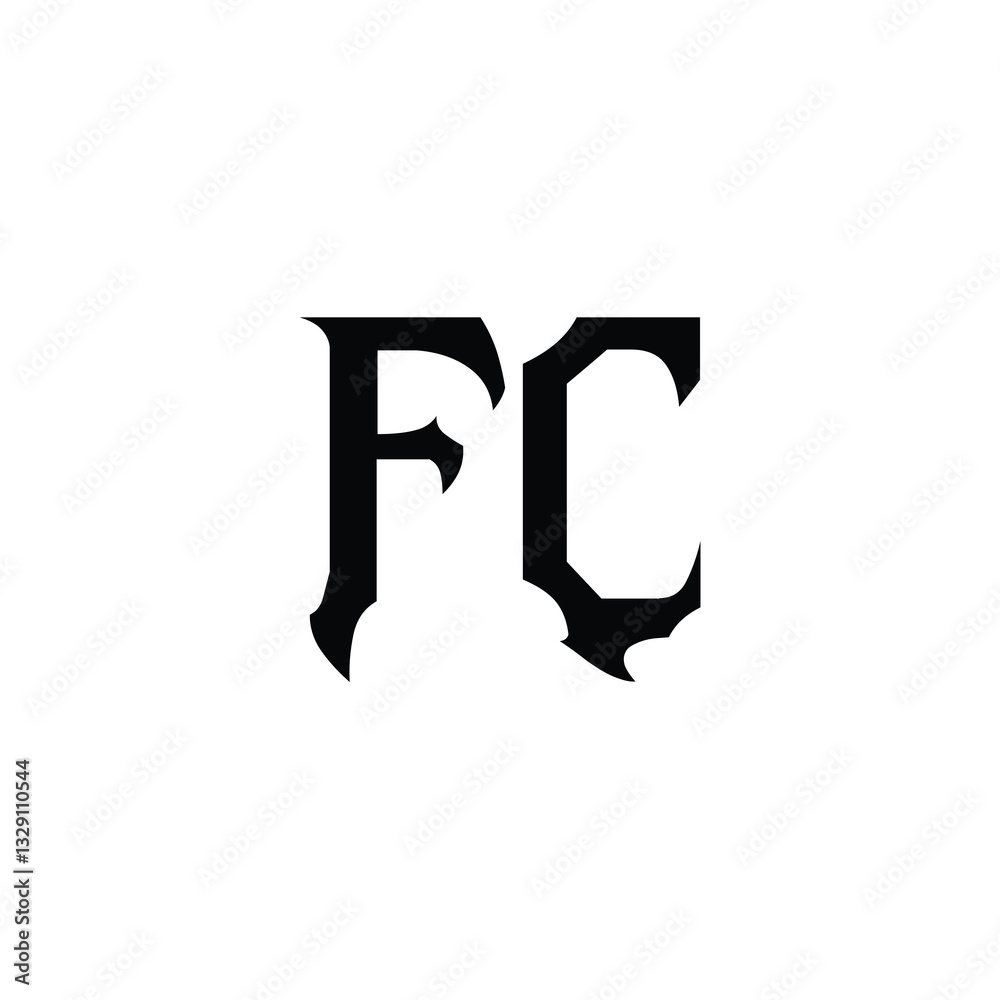 Fototapeta premium FC monogram logo design letter text name symbol monochrome logotype alphabet character simple logo