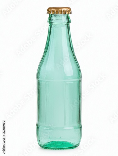 Wallpaper Mural Clear Light Green Glass Soda Bottle with Gold Cap on White Background Torontodigital.ca