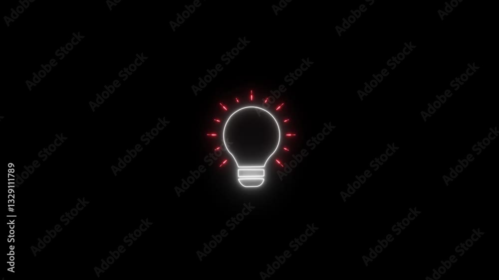 glowing Bulb symbol icon animation video. Energy idea. Light lamp icon with shadow on gray background with gradient. Electric neon bulb icon and black background. glowing Bulb symbol icon animation video. Energy idea. Light lamp icon with shadow on gray background with gradient. Electric neon bulb icon and black background.