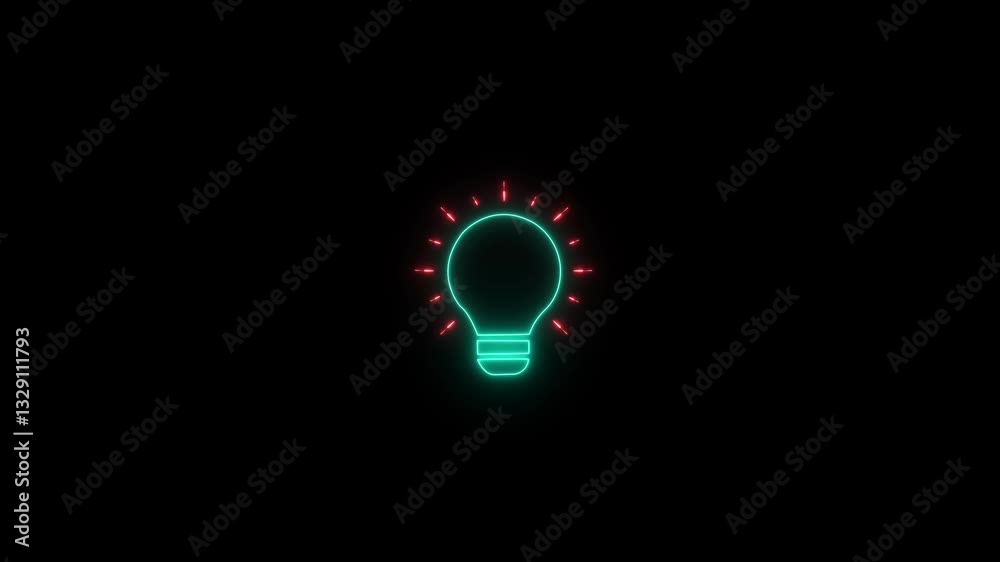 glowing Bulb symbol icon animation video. Energy idea. Light lamp icon with shadow on gray background with gradient. Electric neon bulb icon and black background. glowing Bulb symbol icon animation video. Energy idea. Light lamp icon with shadow on gray background with gradient. Electric neon bulb icon and black background.