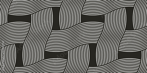 Weaving seamless pattern, traditional wicker lacing handcraft endless abstract background, geometric line weave wallpaper.