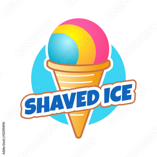 Shaved ice cream logo illustration template in circle