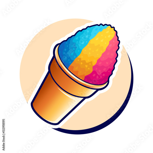Shaved ice cream logo illustration template in circle