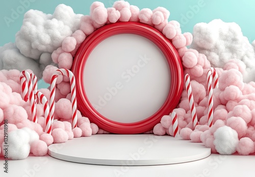 Pastel Pink and White Candy Cane Winter Wonderland Product Display