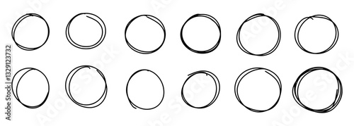 Hand drawn cartoon circle line vector illustration doodle sketch style for concept design.