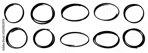 Hand drawn cartoon circle line vector illustration doodle sketch style for concept design.