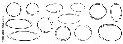 Hand drawn cartoon circle line vector illustration doodle sketch style for concept design.