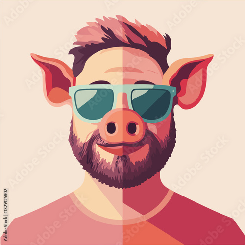 Illustration of a man with a pig's head.