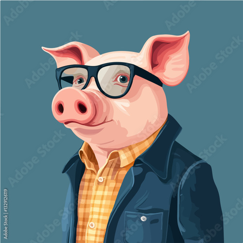Illustration of a man with a pig's head.