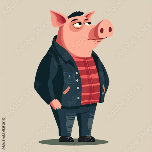 Illustration of a man with a pig's head.