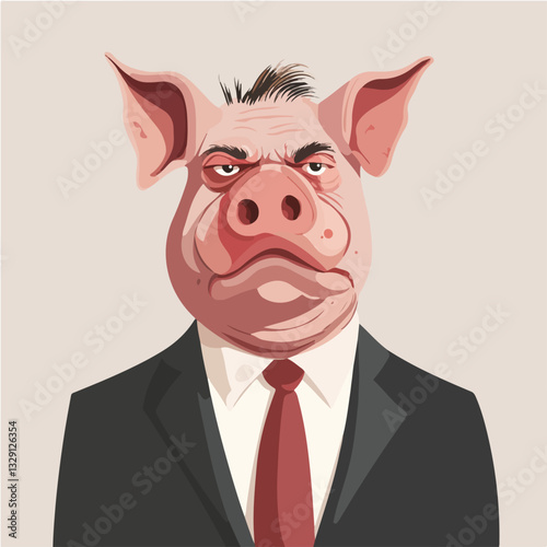 Illustration of a man with a pig's head.