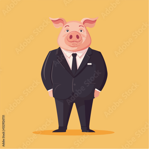 Illustration of a man with a pig's head.