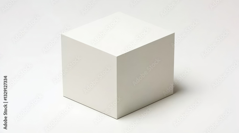 Single white cube, standing upright, on a bright white background Single white cube, standing upright, on a bright white background