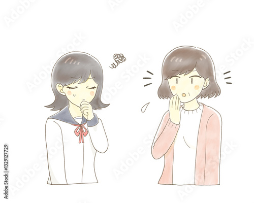 不機嫌そうな女子学生と不安そうなミドル女性
