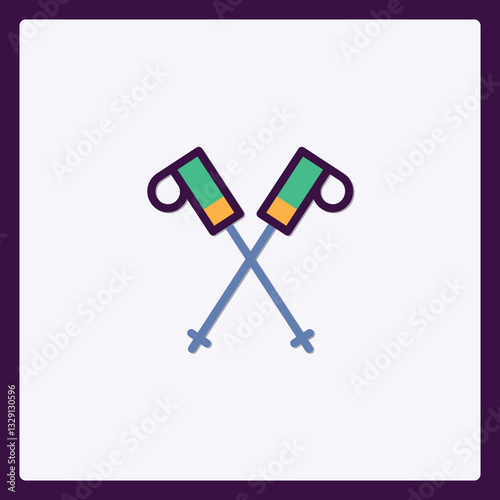 Minimalist icon design depicting crossed ski poles symbolizing winter sport