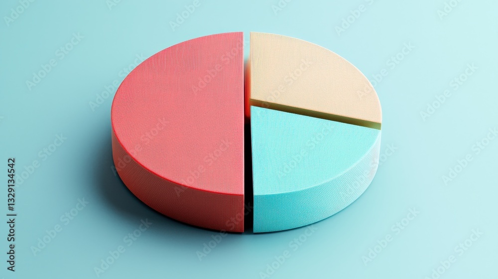Obraz premium Financial Inclusion savings concept. Colorful pie chart with textured sections on a pastel background.