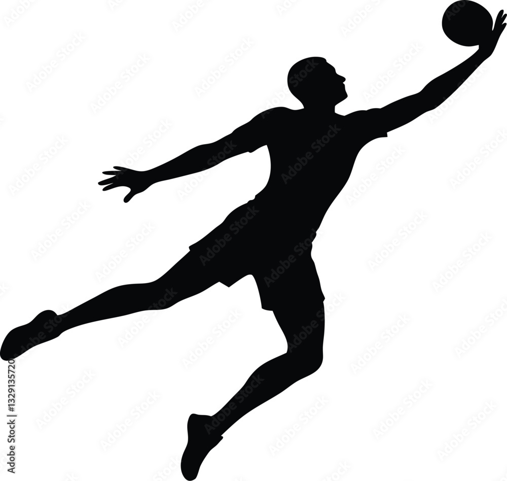 Print Handball Player Jumping Silhouette Print Handball Player Jumping Silhouette