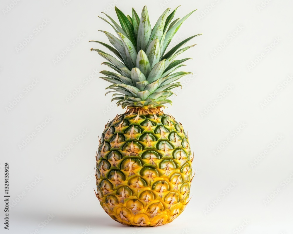 Ripe Pineapple Fresh Whole Fruit Still Life with Green Crown Ripe Pineapple Fresh Whole Fruit Still Life with Green Crown
