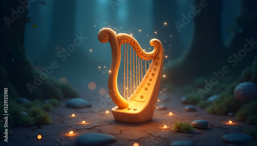 Wondrous Harmony: The Mystical Harp's Magical Aura
