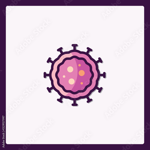 Stylized viral particle icon with distinct features and modern design