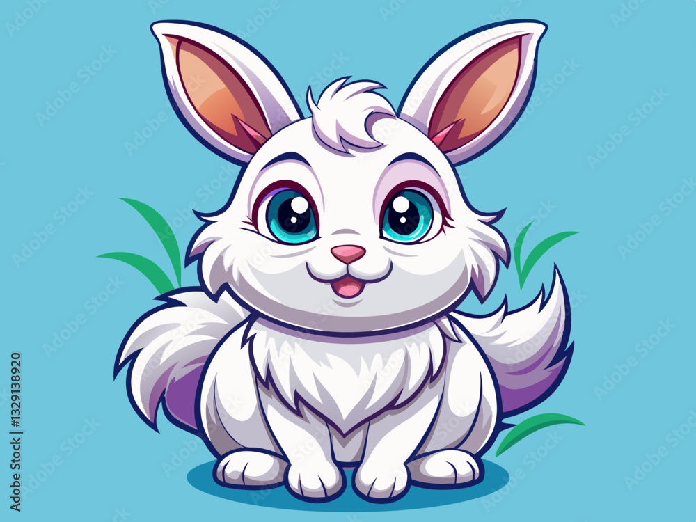 Fototapeta premium vector of Adorable white bunny cartoon illustration with a beautiful face, isolated on a background.