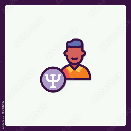 Stylized psychology concept icon featuring abstract human representation