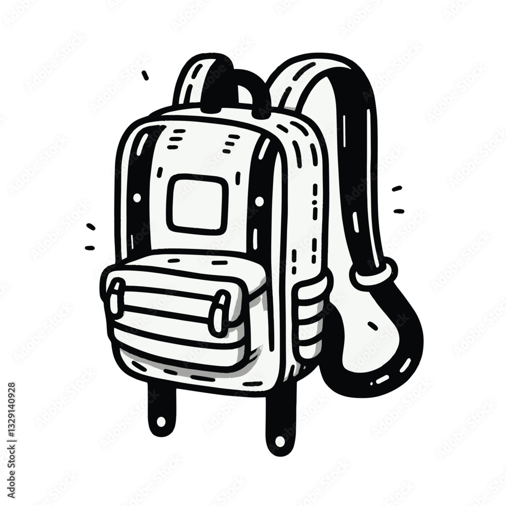 Naklejka premium Simple Backpack Line Art Illustration for Casual Travel and Daily Use