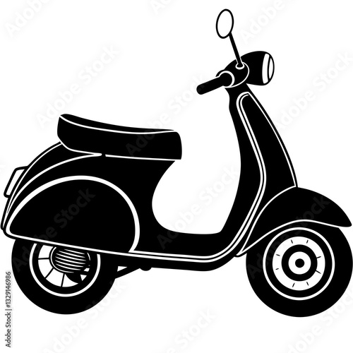 Scooter black silhouette vector, Simple silhouette Design vector icon with white background. Transport vector illustration . Skooty vector
