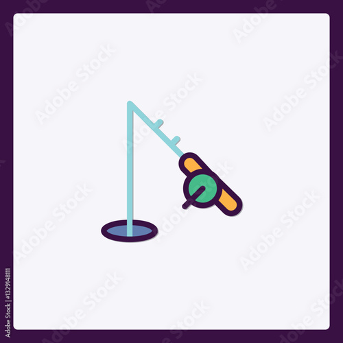 Minimalist angling icon with colorful design perfect for outdoor activities