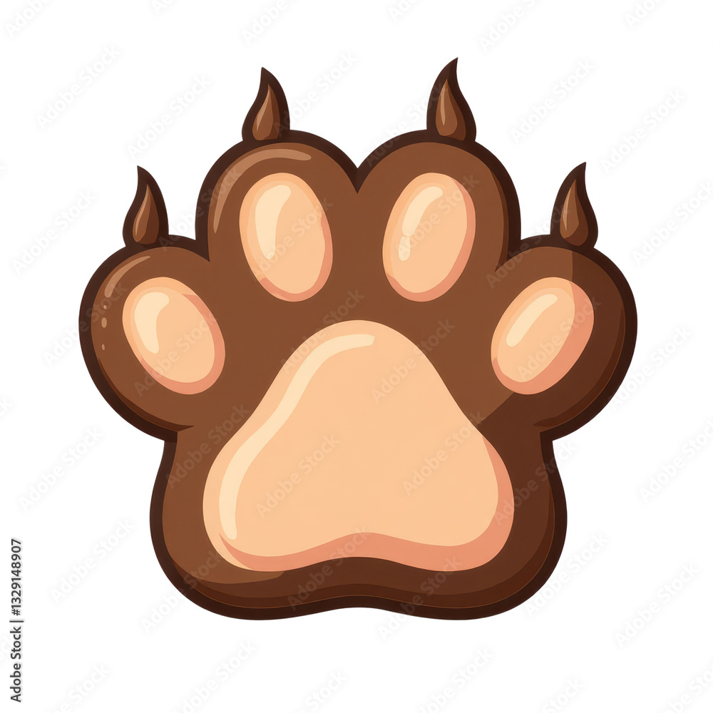 Cartoon animal paw print with claws and transparent background Cartoon animal paw print with claws and transparent background