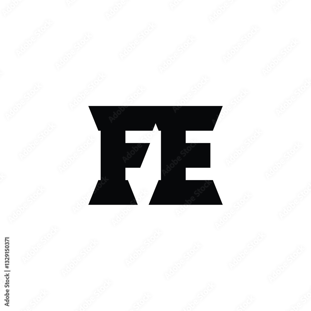 Obraz premium FE monogram logo design letter text name symbol monochrome logotype alphabet character simple logo