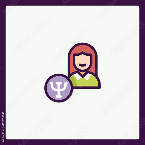 Psychologist Icon with Psi Symbol for Mental Health Support Services