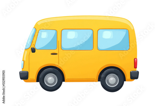 Cartoon-styled yellow bus with a transparent background