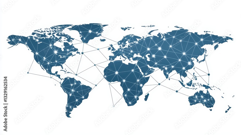 Fototapeta premium Global connectivity through technology digital map infographic global aerial network visualization