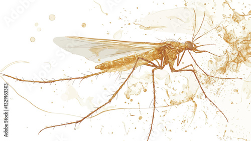 High-magnification close-up shot of an insect. The image shows intricate details of the insect's body, including its wings, legs, and delicate body structure.  The insect appears yellowish-brown