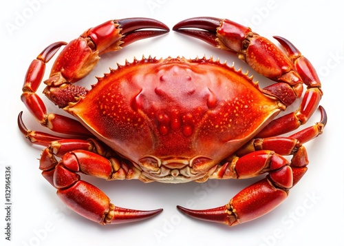 Close-up of Boiled Crab, Red Shell, Seafood Detail, PNG Image photo