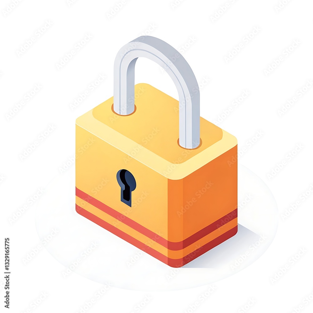 A Sturdy Yellow Padlock Symbolizing Robust Online Security And Digital Privacy, Displayed In A Clean Isometric Style A Sturdy Yellow Padlock Symbolizing Robust Online Security And Digital Privacy, Displayed In A Clean Isometric Style