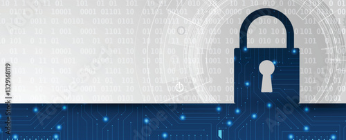 Cyber security. Lock on shield