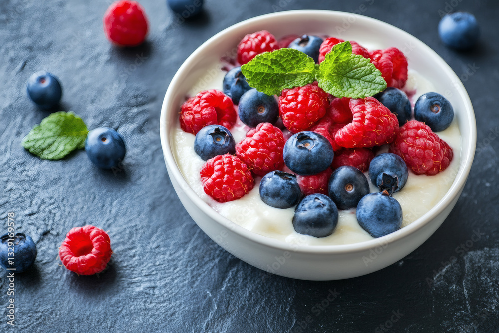 Healthy Breakfast with Fresh Berries on a Clean Background Healthy Breakfast with Fresh Berries on a Clean Background