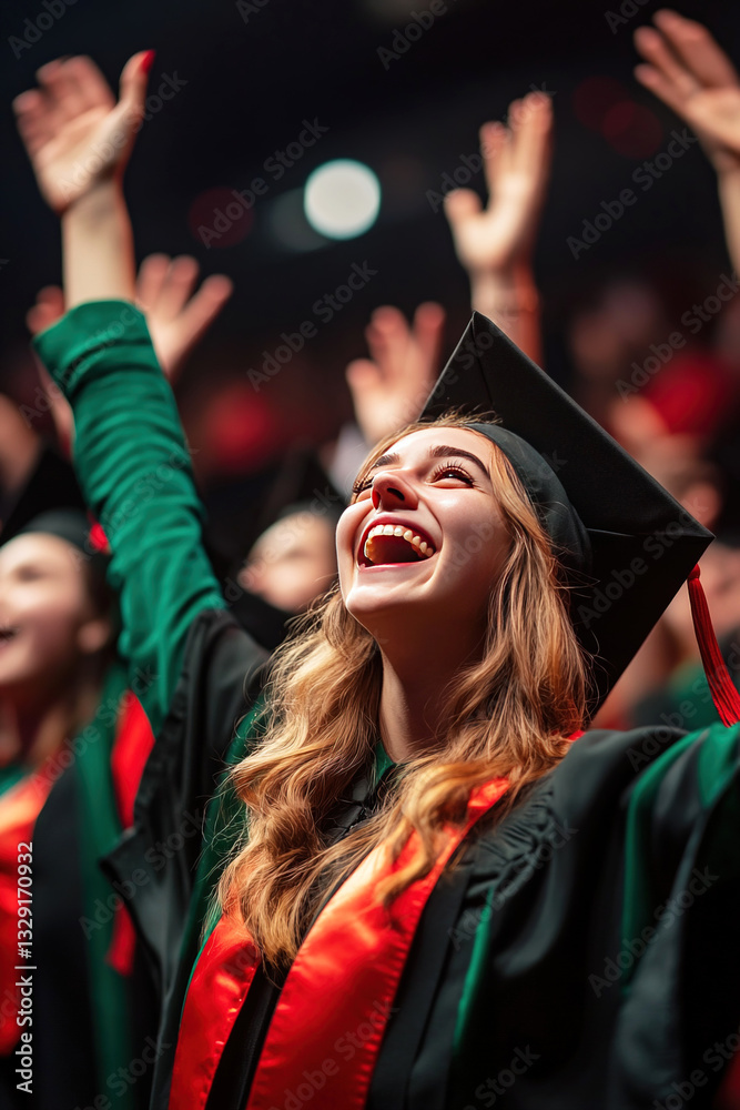 Naklejka premium University students celebrate graduation in ceremony filled with joy and excitement