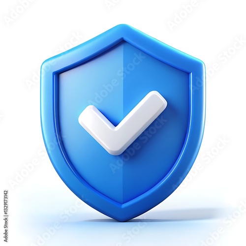 A Secure Blue Shield With A White Checkmark Symbolizing Safety And Protection, Rendered In A Sleek 3d Style