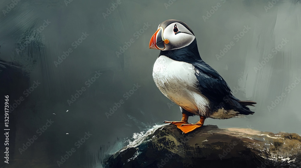 Naklejka premium Majestic Fantasy Puffin Bird in a Dreamlike Setting