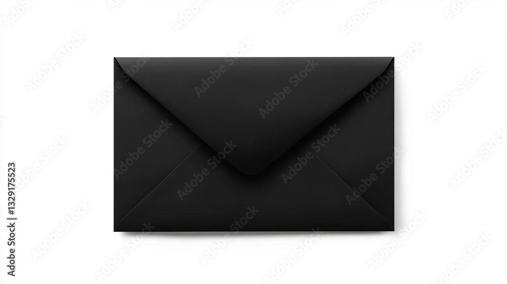 A black paper envelope isolated on a white background, symbolizing mail and postal services A black paper envelope isolated on a white background, symbolizing mail and postal services