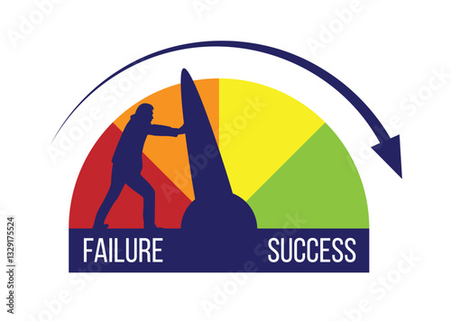 Business Man Trying to Avoid Failure and Aims at Success. Company leadership and financial industry work vector art